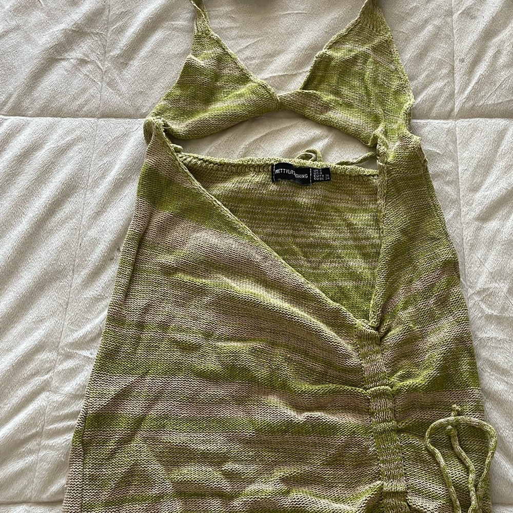 Green strappy mini dress